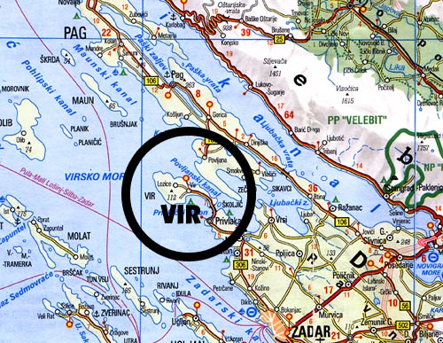karta hrvatske vir Otok Vir sobe Krsnik karta hrvatske vir